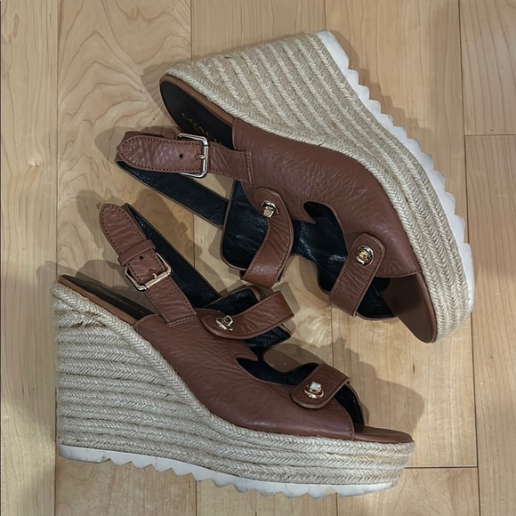 Coach brown leather espadrille wedges size 10 - Picture 3 of 7